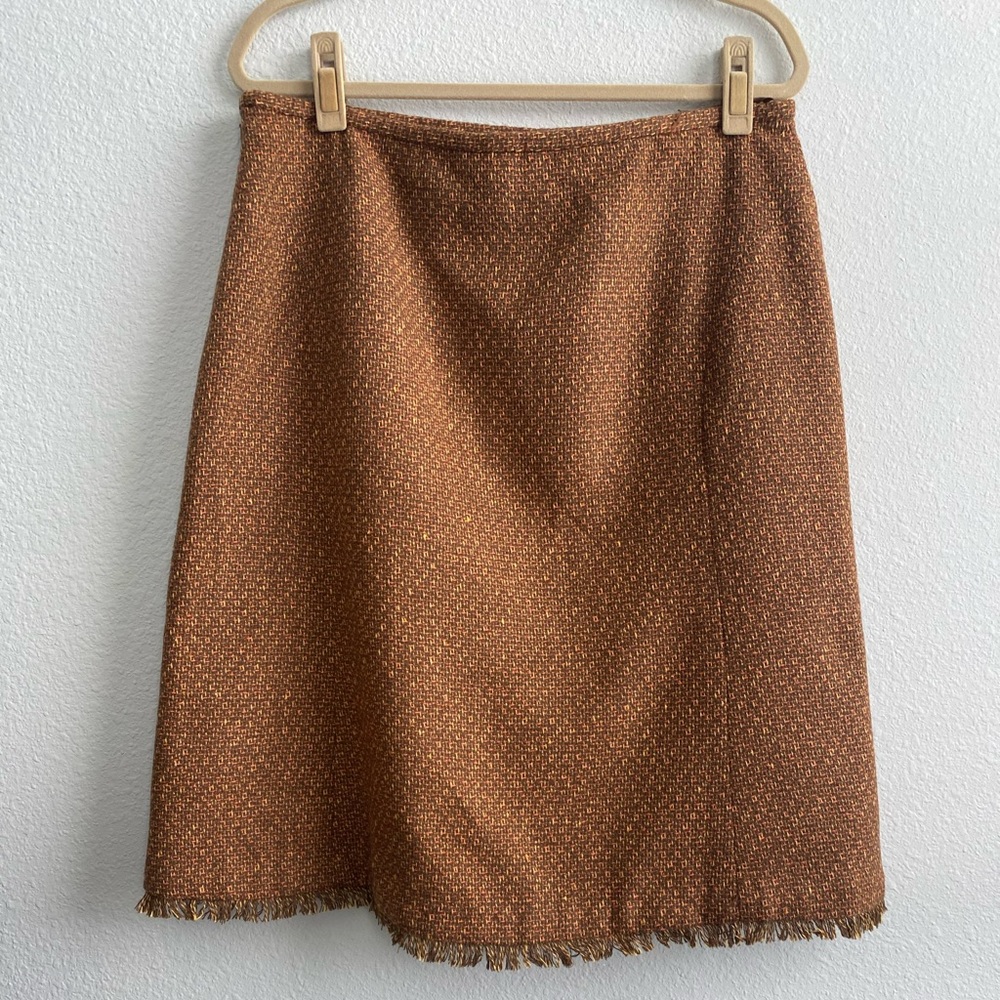 Jones Wear Aline Skirt tweed Size 16 lined fringe hem like new condition